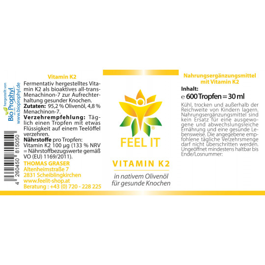 Feel It Vitamin K2 Etikett